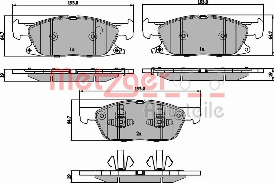 Metzger 1170848 - Тормозные колодки, дисковые, комплект autospares.lv