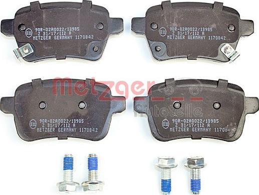 Metzger 1170842 - Тормозные колодки, дисковые, комплект autospares.lv