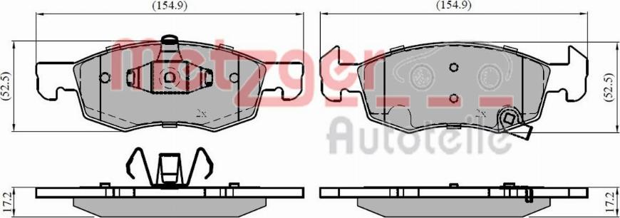 Metzger 1170859 - Тормозные колодки, дисковые, комплект autospares.lv