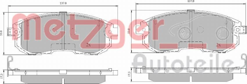 Metzger 1170851 - Тормозные колодки, дисковые, комплект autospares.lv