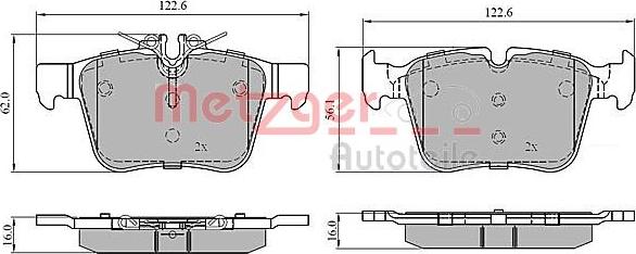 Metzger 1170858 - Тормозные колодки, дисковые, комплект autospares.lv