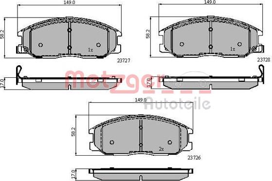 Metzger 1170865 - Тормозные колодки, дисковые, комплект autospares.lv