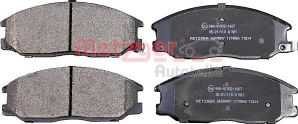 Metzger 1170865 - Тормозные колодки, дисковые, комплект autospares.lv