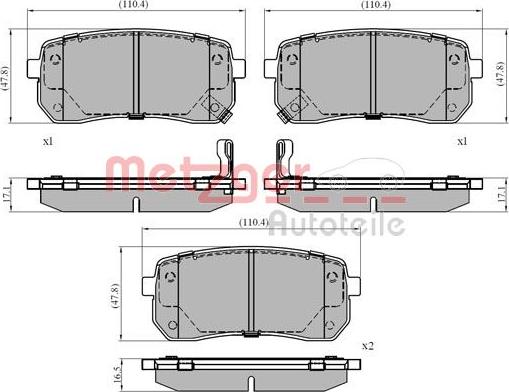 Metzger 1170866 - Тормозные колодки, дисковые, комплект autospares.lv