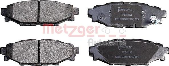 Metzger 1170861 - Тормозные колодки, дисковые, комплект autospares.lv