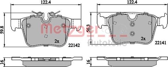 Metzger 1170862 - Тормозные колодки, дисковые, комплект autospares.lv