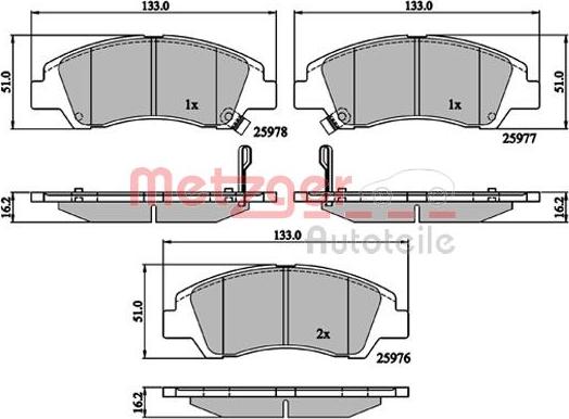 Metzger 1170805 - Тормозные колодки, дисковые, комплект autospares.lv