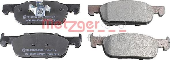 Metzger 1170889 - Тормозные колодки, дисковые, комплект autospares.lv