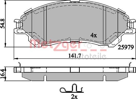 Metzger 1170882 - Тормозные колодки, дисковые, комплект autospares.lv