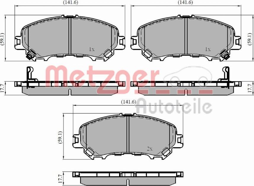 Metzger 1170835 - Тормозные колодки, дисковые, комплект autospares.lv