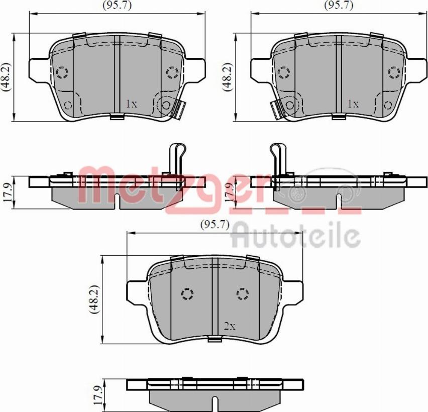 Metzger 1170836 - Тормозные колодки, дисковые, комплект autospares.lv