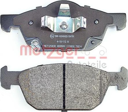 Metzger 1170832 - Тормозные колодки, дисковые, комплект autospares.lv