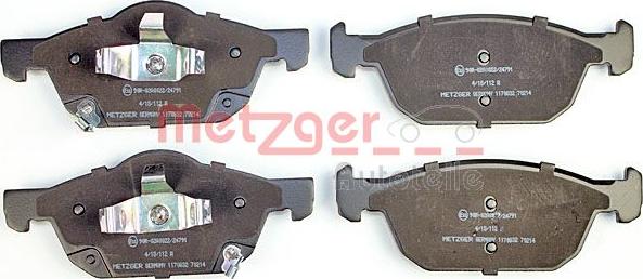 Metzger 1170832 - Тормозные колодки, дисковые, комплект autospares.lv