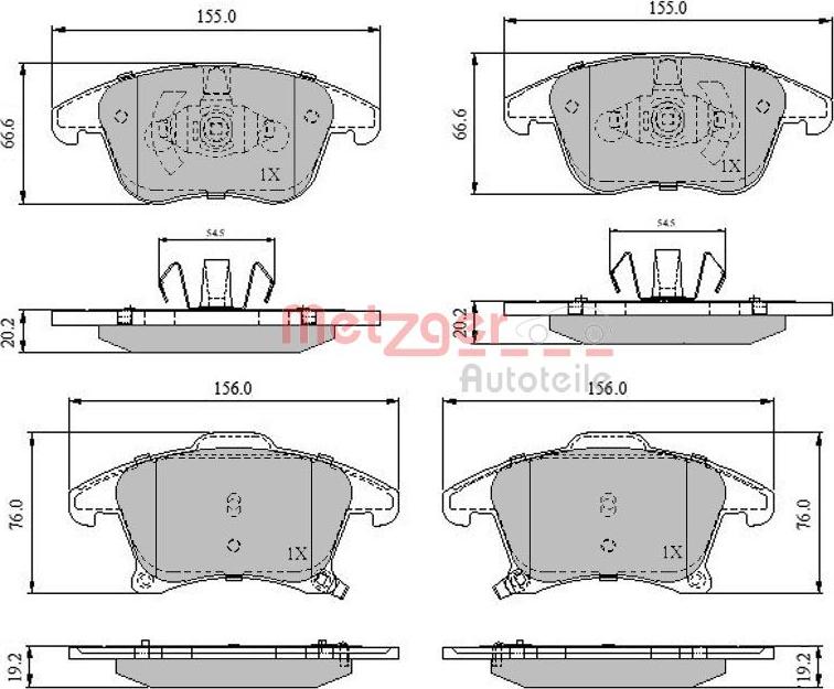 Metzger 1170837 - Тормозные колодки, дисковые, комплект autospares.lv