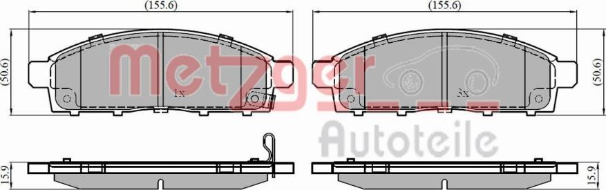 Metzger 1170820 - Тормозные колодки, дисковые, комплект autospares.lv