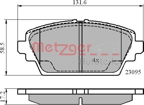 Metzger 1170870 - Тормозные колодки, дисковые, комплект autospares.lv