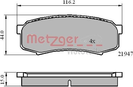 Metzger 1170871 - Тормозные колодки, дисковые, комплект autospares.lv