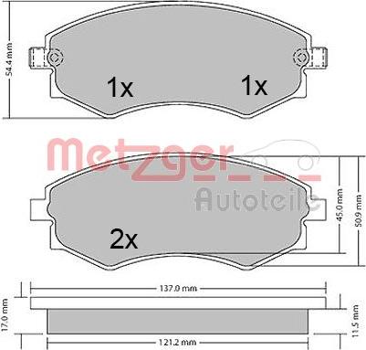 Metzger 1170394 - Тормозные колодки, дисковые, комплект autospares.lv