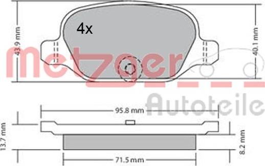 Metzger 1170392 - Тормозные колодки, дисковые, комплект autospares.lv