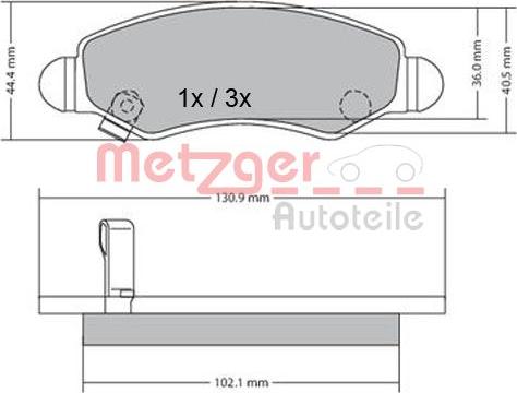 Metzger 1170340 - Тормозные колодки, дисковые, комплект autospares.lv