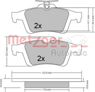 Metzger 1170343 - Тормозные колодки, дисковые, комплект autospares.lv