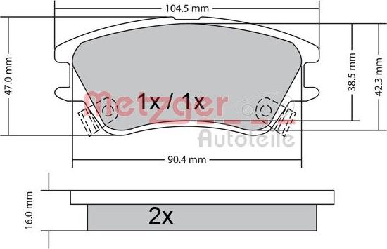 Metzger 1170347 - Тормозные колодки, дисковые, комплект autospares.lv