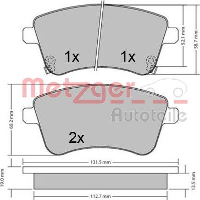 Metzger 1170359 - Тормозные колодки, дисковые, комплект autospares.lv