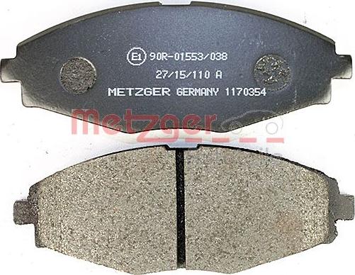 Metzger 1170354 - Тормозные колодки, дисковые, комплект autospares.lv
