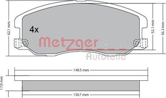 Metzger 1170358 - Тормозные колодки, дисковые, комплект autospares.lv