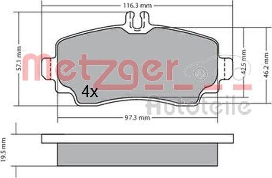 Metzger 1170353 - Тормозные колодки, дисковые, комплект autospares.lv