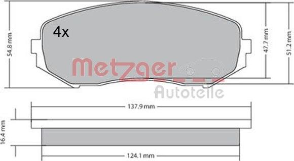 Metzger 1170357 - Тормозные колодки, дисковые, комплект autospares.lv