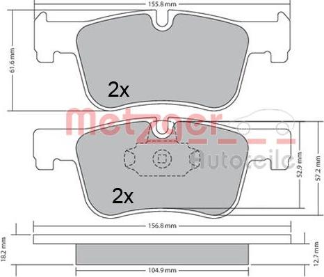 Metzger 1170369 - Тормозные колодки, дисковые, комплект autospares.lv