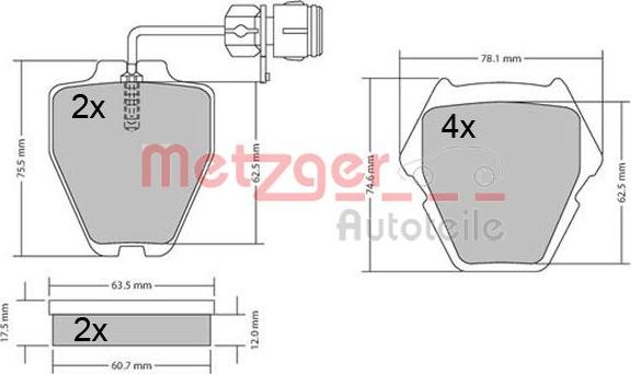 Metzger 1170364 - Тормозные колодки, дисковые, комплект autospares.lv