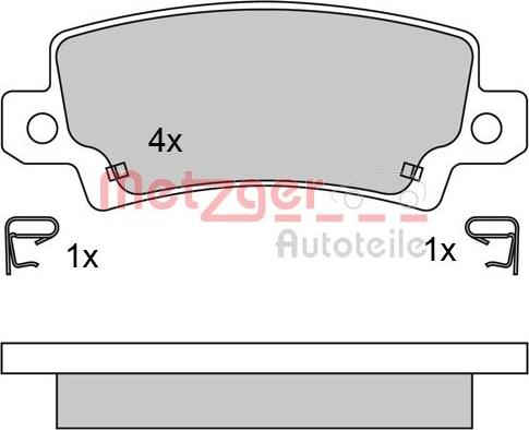 Metzger 1170304 - Тормозные колодки, дисковые, комплект autospares.lv