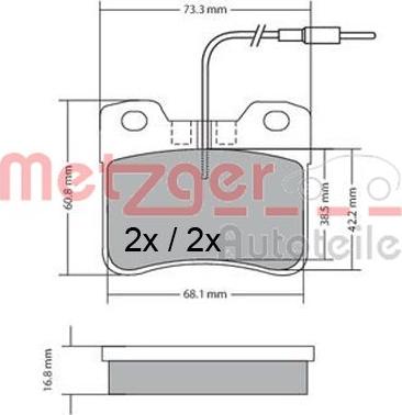 Metzger 1170302 - Тормозные колодки, дисковые, комплект autospares.lv