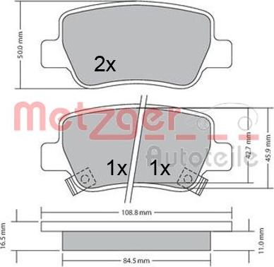 Metzger 1170307 - Тормозные колодки, дисковые, комплект autospares.lv