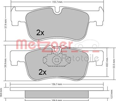 Metzger 1170314 - Тормозные колодки, дисковые, комплект autospares.lv