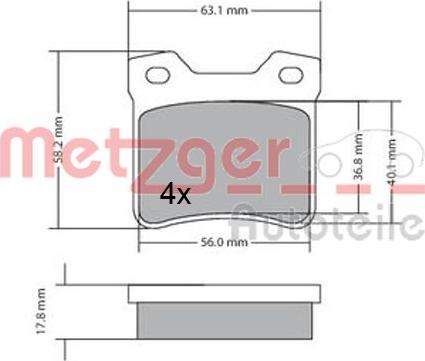 Metzger 1170310 - Тормозные колодки, дисковые, комплект autospares.lv