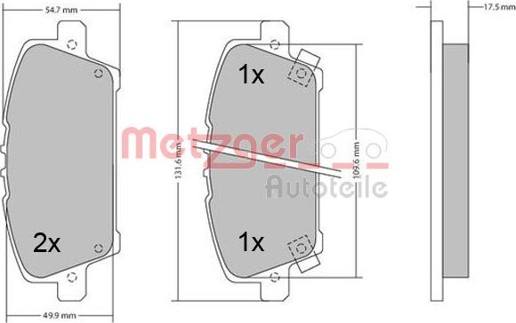 Metzger 1170384 - Тормозные колодки, дисковые, комплект autospares.lv