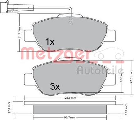 Metzger 1170382 - Тормозные колодки, дисковые, комплект autospares.lv