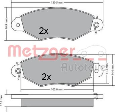 Metzger 1170330 - Тормозные колодки, дисковые, комплект autospares.lv