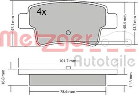 Metzger 1170333 - Тормозные колодки, дисковые, комплект autospares.lv