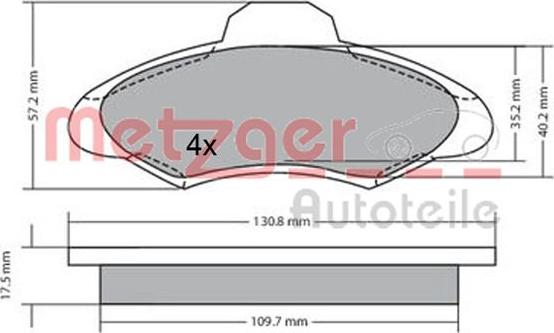 Metzger 1170329 - Тормозные колодки, дисковые, комплект autospares.lv