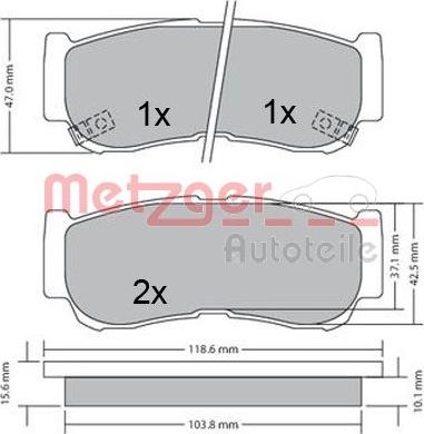 Metzger 1170325 - Тормозные колодки, дисковые, комплект autospares.lv