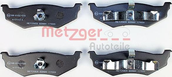 Metzger 1170320 - Тормозные колодки, дисковые, комплект autospares.lv