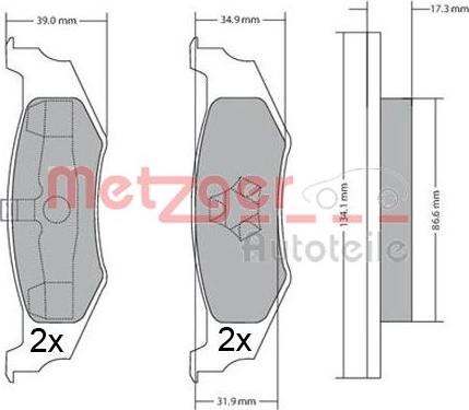 Metzger 1170320 - Тормозные колодки, дисковые, комплект autospares.lv