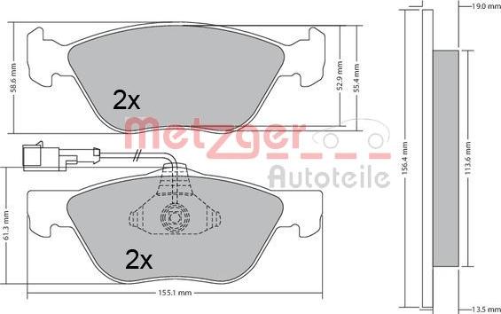 Metzger 1170321 - Тормозные колодки, дисковые, комплект autospares.lv