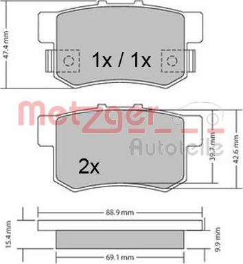 Metzger 1170328 - Тормозные колодки, дисковые, комплект autospares.lv