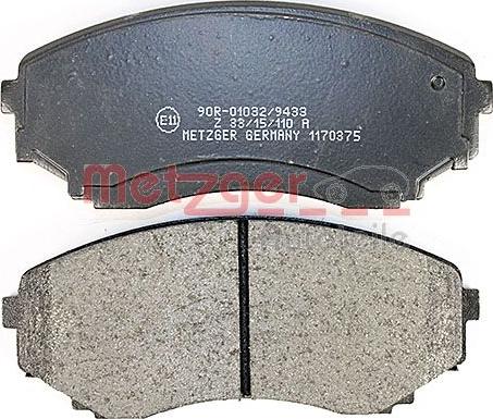 Metzger 1170375 - Тормозные колодки, дисковые, комплект autospares.lv