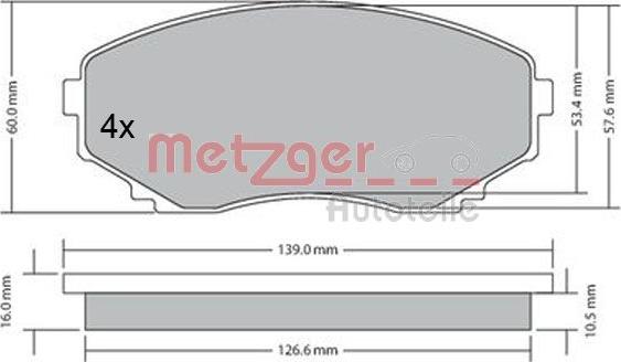 Metzger 1170375 - Тормозные колодки, дисковые, комплект autospares.lv